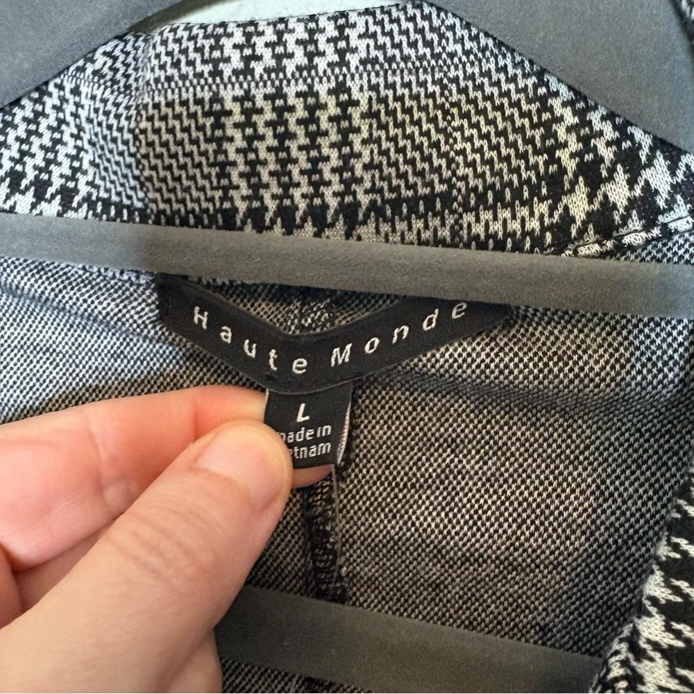 Haute Monde Black & Gray Houndstooth Wrap Jumpsuit Large